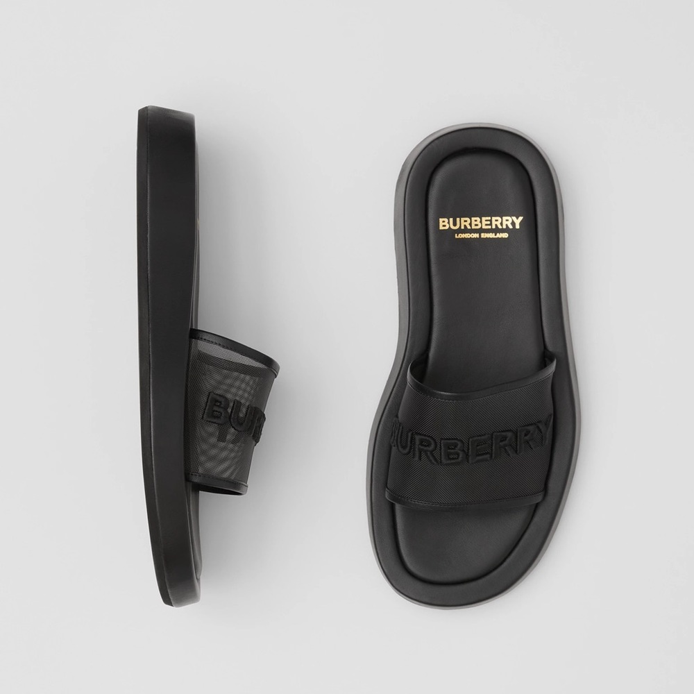 Burberry Buckingham Logo Flat Slide Sandals EU 40